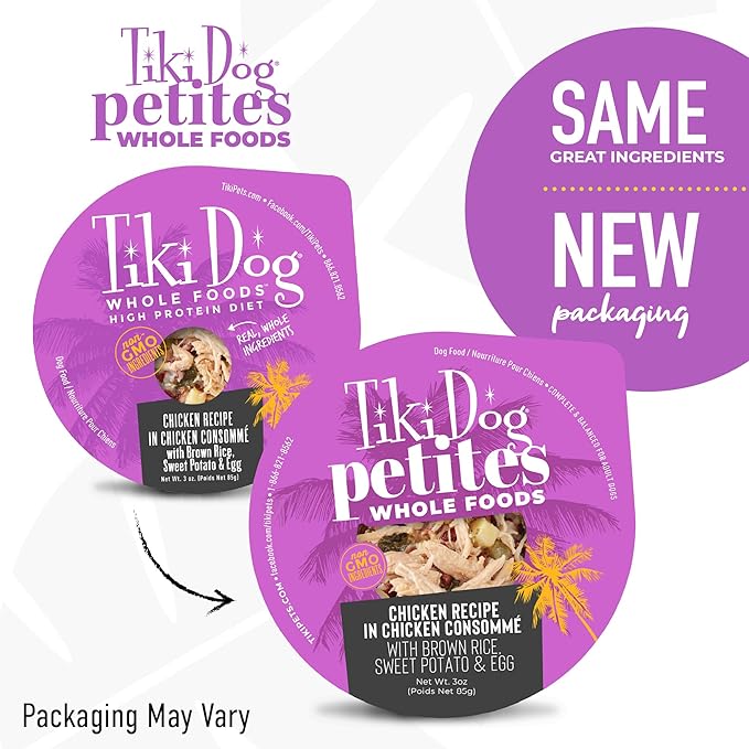 Tiki Dog Petites Whole Foods Wet Dog Food, Chicken, 3 oz. Cup (4 Count)