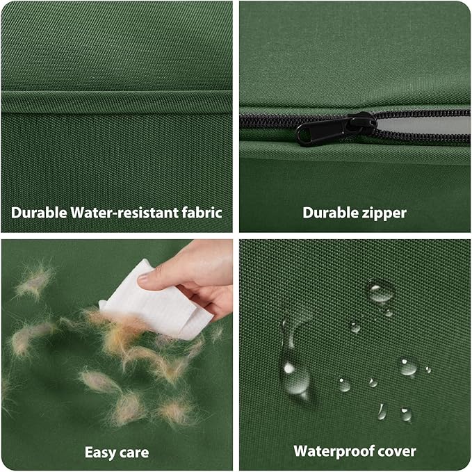 BFPETHOME Outdoor Dog Bed for Large Dogs, Waterproof, Orthopedic with Removable Washable Cover, Egg Crate Foam Mat (47 x 29in, Green)
