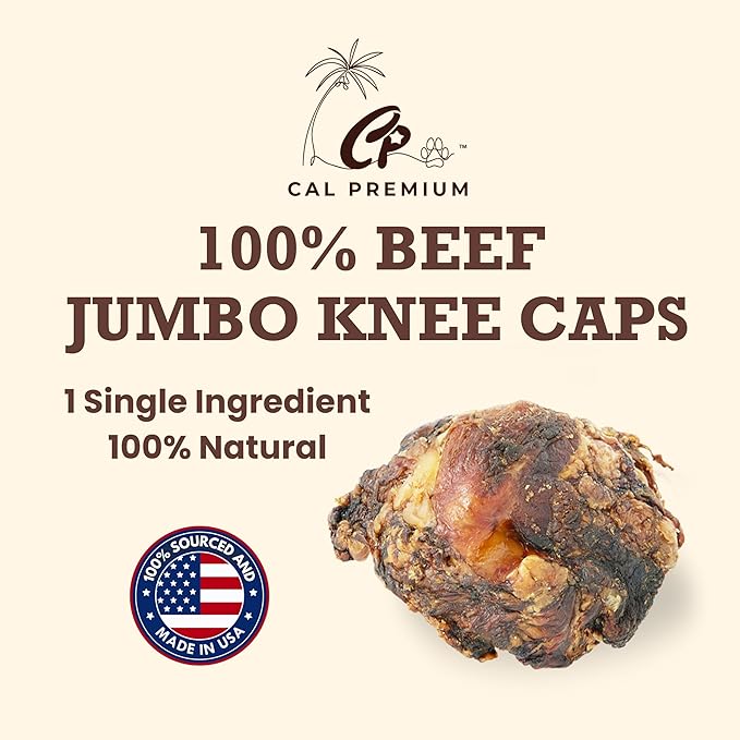 Jumbo Kneecap 2 Pack – Natural Single Ingredient Dog Chews – 4.5 Inch Long Lasting Treat – Slow Roasted for Flavor – Sourced & Made in USA – for Moderate to Aggressive Chewers