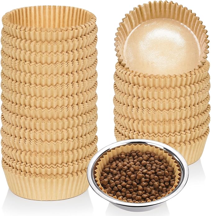 400 Pcs Bulk Pet Disposable Feeding Bowls Liner Cat Food Bowls Paper Liner Pets Disposable Feeding Bowl Small Paper Cat Plates for Small Dogs Cats Dish Bowl