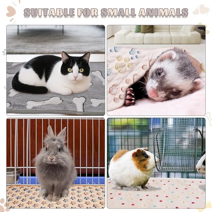6 Pack Guinea Pig Cage Liner, Washable Fleece Guinea Pig Blankets Bedding Accessories, Flannel Throw Warm Sleep Mat, Pet Pee Pads for Small Animal Hamster Rabbit Puppy Cat, 24x16 Inch