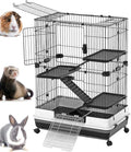 X-Large Multi Level Luxury in/Outdoor Guinea Pig Chinchilla Ferret Squirrel Cat Rabbit Bunny Hutch House Small Animal Habitat Easy Removable Washable Deep Tray Lockable Casters