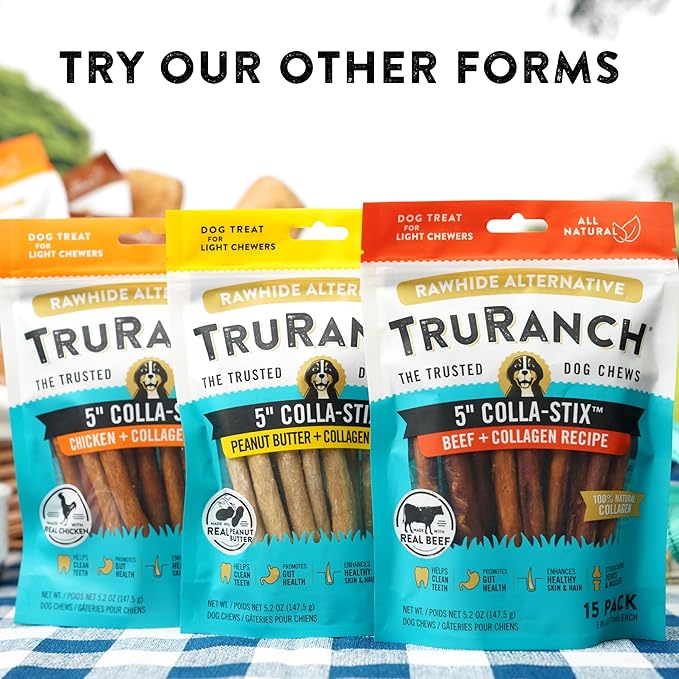 TRURANCH Collagen Chips - Collagen Dog Treats - Long Lasting Healthy Joint Support - Rawhide Alternative Chips - Skin & Coat Health - Made with Real Chicken, Value Pack, 3 Bags, 1.5 lbs