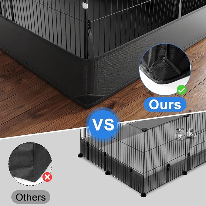 Tresbro Guinea Pig Cage with Waterproof PVC Bottom Liner & One-Hand Release Hook, Triple Fixing C&C Cage for Guinea Pigs, Bunny, Rabbit, Hedgehog, Small Animal Indoor Playpen 48''L x 24''W x 16''H