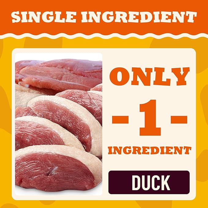 Freeze Dried Dog Treats, Single Ingredient Duck Breast Slices, Healthy Dog Treats for Medium & Large Dogs, Human Grade, Low Calorie, Grain Free Training Snacks for Dogs - 6.7oz