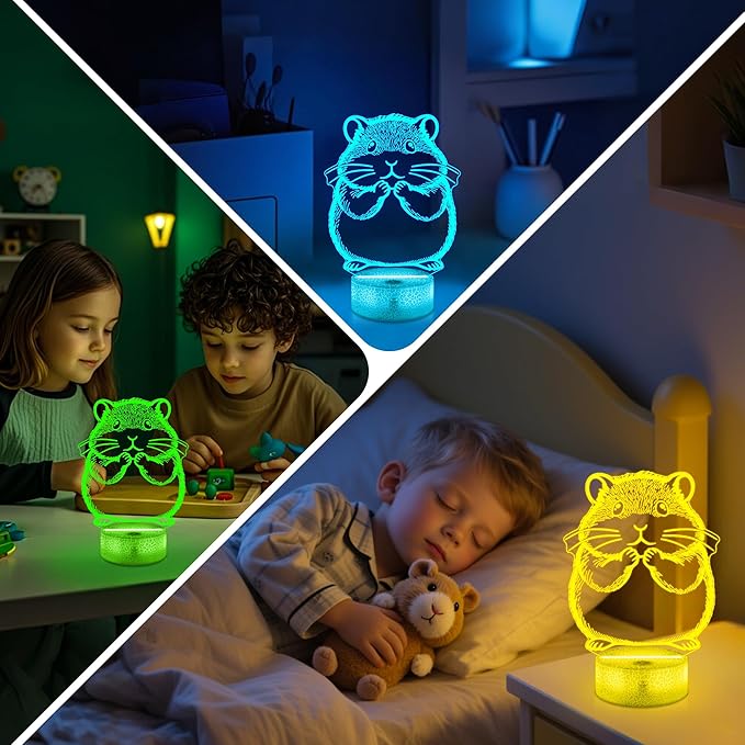 Ammonite Hamster Night Light, 3D LED Lamp with Remote, 16 Color Changing & Timer, Room Decor Light, Vibrant Ambient Lighting, Birthday Xmas Gift for Kids Adults