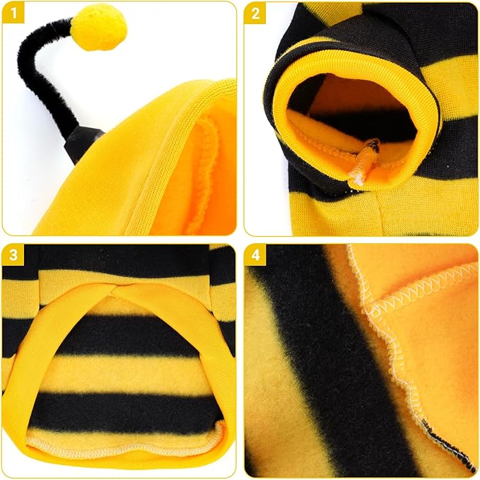 cnomg Bee Costume for Pets Dog Bee Halloween Clothes Hoodies Cat Clothes Puppy Pet Apparel