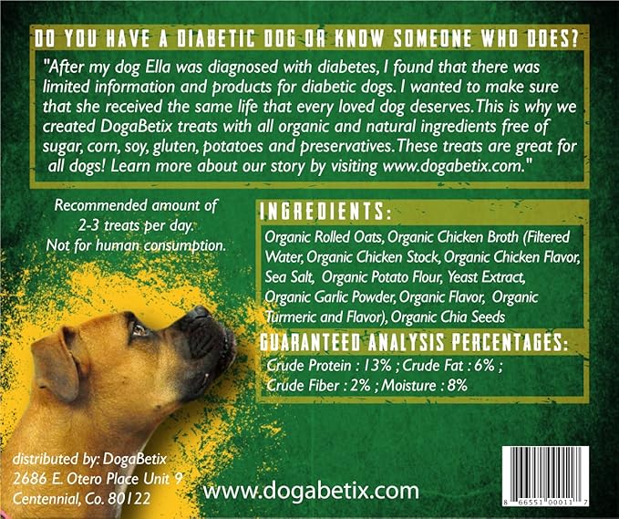 Ella's Diabetic Dog Treats 16 oz - Pumpkin and Chicken- Low Glycemic Ingredients - Vet Approved - Made in USA by Owners of Diabetic Dogs - Designed to Help Keep Sugar Levels Balanced
