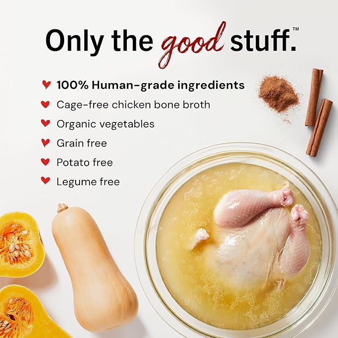 Stella & Chewy's Premium Cage-Free Chicken Bone Broth for Dogs - Joint & Gut Health Support Liquid Food Topper with Collagen & Turmeric, 16 Fl Oz Resealable Pouch (Pack of 6)