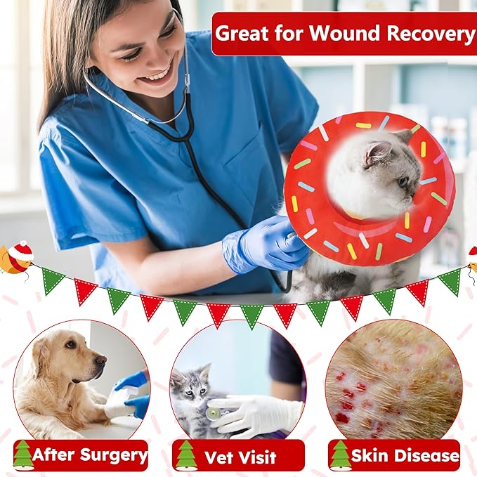Hpetppy Cat Cone Collar Soft, Cat Recovery Collar for Wound Healing Cute Donut Adjustable Kitten Cones to Stop Licking Comfortable Lightweight Neck Elizabethan Collars for Kittens After Surgery
