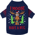 Fitwarm Funny Moose Dog Ugly Christmas Sweater, Winter Dog Clothes for Small Dogs Girl Boy, Pet Xmas Outfit, Navy, XL