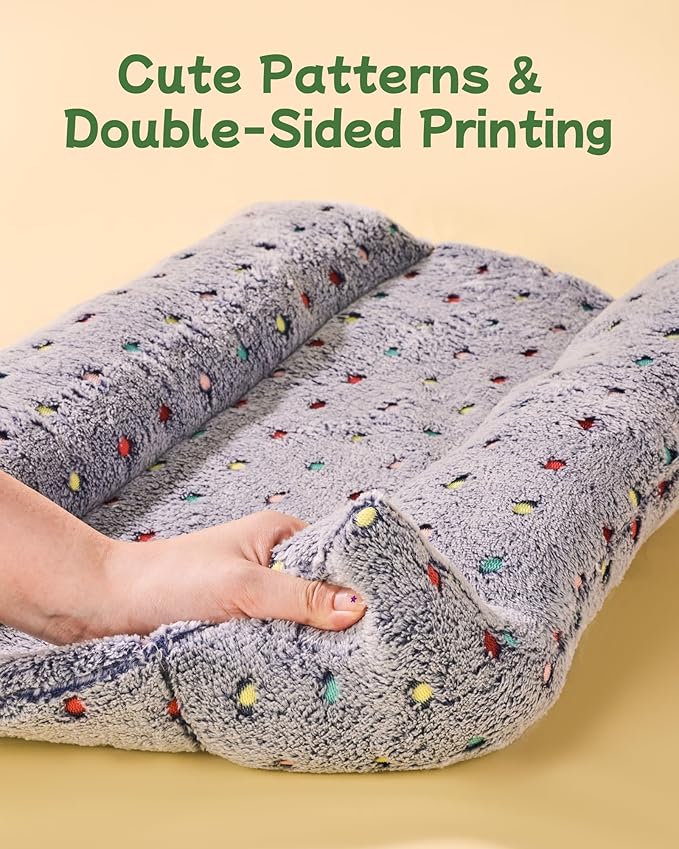 24x16 in Rabbit Bed Large Size - Warm & Comfortable Plush Rabbit Mat Pad with Star Pattern, Double-Sided Flannel Pet Pad Cozy Fleece Bedding for Bunnies, Guinea Pigs, Small Animals, Gray