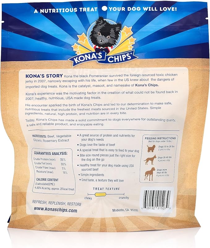 KONA'S CHIPS Burgers in Heaven - Tasty Round Beef Patties for Dogs 16 oz, Great Beef Treat for Dog Made in The USA