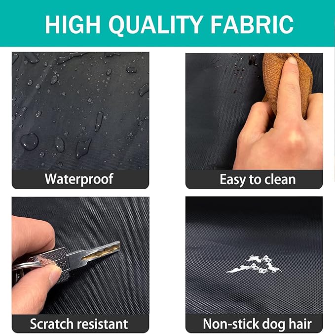 Dog Bed Cover,Waterproof Tough Plastic DIY Pet Bed Cover,Non Stick Hair Easy to Clean Rectangular Fillable Dog Bed Covers with Zipper(Black,44" L x 32" W x 4" Th,Cover Only)