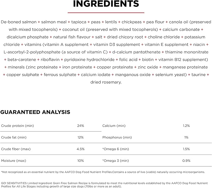 Go! Solutions Sensitivities Limited Ingredient Salmon Grain-Free Dry Dog Food, Chicken-Free Kibble Made by Experts for Sensitive Stomachs & Food Allergies, for Puppies, Adults, & Seniors, 3.5 lb Bag