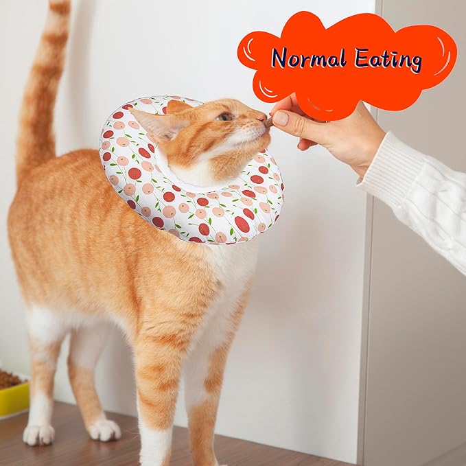 Seyezo Cat Cone Soft, Adjustable Recovery Collar for Small Medium Large Cats, Cute Donut E After Surgery, Anti-Lick Wound Healing Elizabethan for Kittens (Pink Cherry, Small)