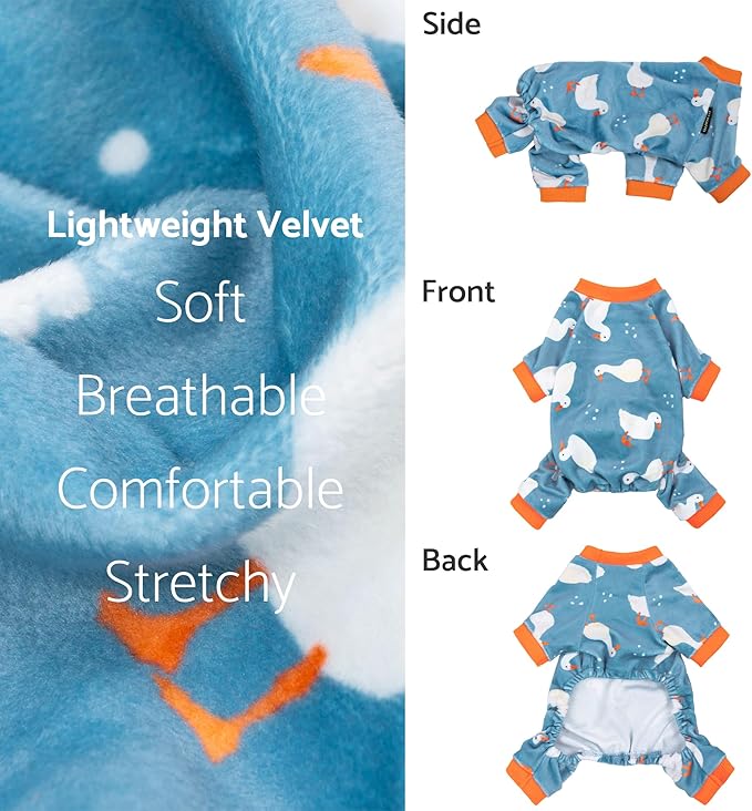 Fitwarm Adorable Duck Dog Pajamas, Warm Winter Dog Clothes for Small Dogs Boy Girl, Cozy Pet Onesie with Feet, Blue, White, Orange, XS