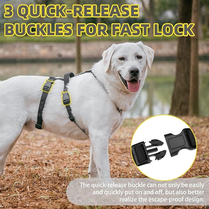 PUPTECK Escape Proof Dog Harness - No Pull Soft Padded Full Body Pet Halter Harness with Lift Handle for Small Medium Large Doggies Walking Hiking Hunting, SnowWhite & Black, XL