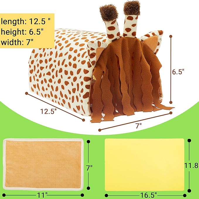 Guinea Pig Hideout - Fleece Tunnel House Cage Accessories for Rat Hamster Hedgehog Chinchilla Small Animal - Playing Sleeping Hunting Resting Washable Tube Bedding Habitats
