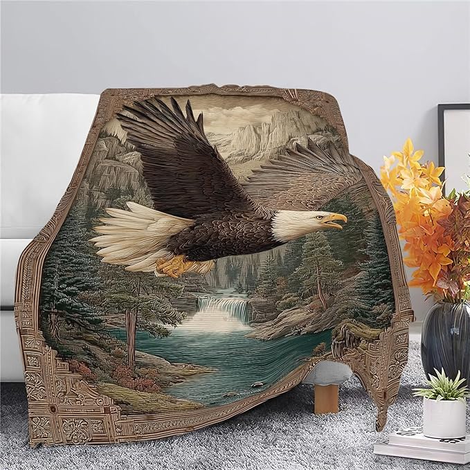 Bald Eagle Throw Blanket Eagle Stuff Gifts for Kids Girls Boys Adults Women Men Soft Cozy Warm Plush Fluffy Fuzzy Fleece Blanket Decor 60''X80''
