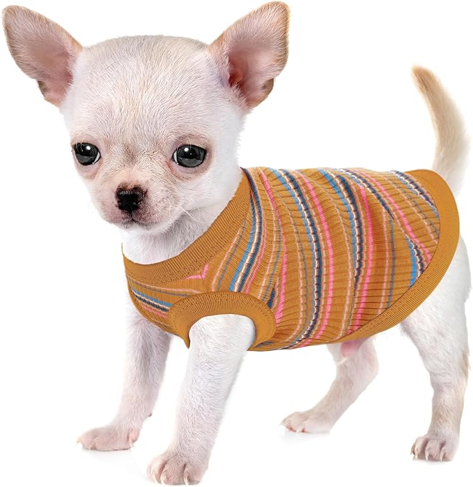 Elevate Your Pet's Comfort and Fashion: Premium 100% Cotton Rib Dog Shirt Vest for Small Breeds Like Chihuahuas, Yorkies, and Puppies .Year-Round Style with Tank-Style Puppy Attire Ginger X-Large