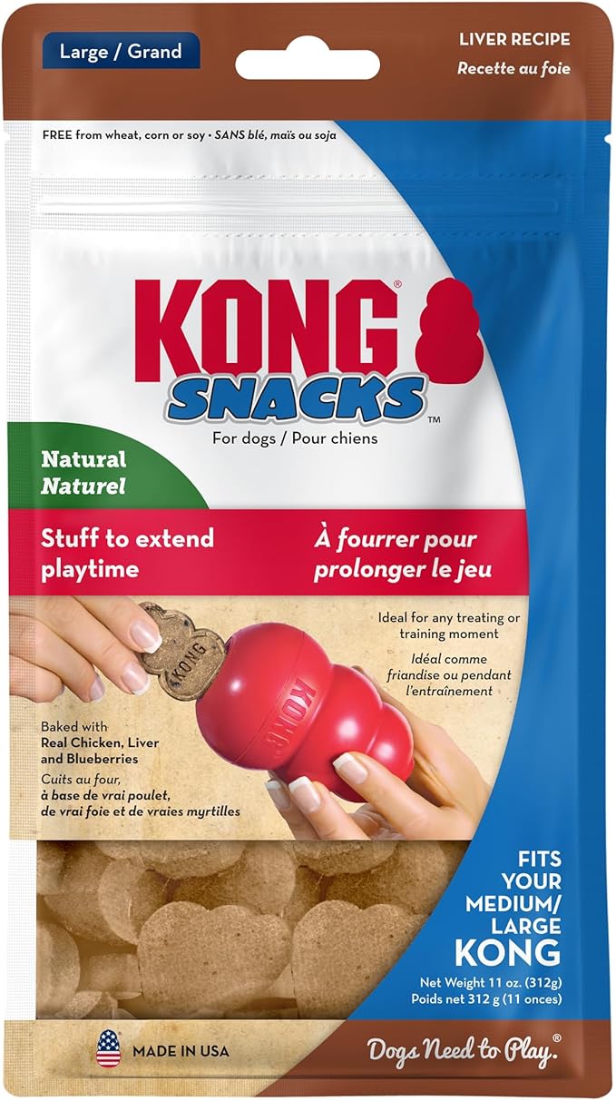 KONG Snacks Dog Treats – 2-Pack | All-Natural, Made in USA, Fits Classic Toys, No Wheat, Corn or Soy (Large, Liver)