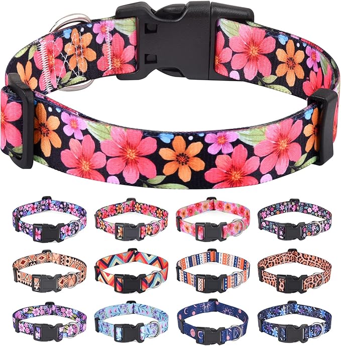Dog Collar for Small Dogs Cats, Soft Comfy Pet Collar for Small Medium Large Dogs, Floral Pattern for Boy Girl Puppy Dogs Cats(Floral B,XS)