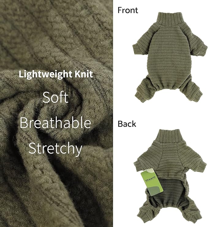 Fitwarm Turtleneck Knitted Dog Sweater Puppy Pajamas Thermal Doggie Winter Clothes Knitwear Pet Coats Cat Apparel Green XXL