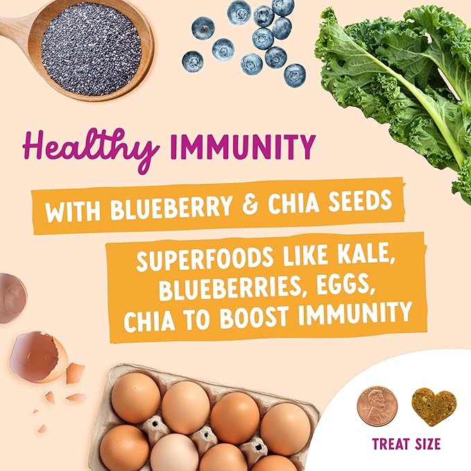 Health Extension Impawfect Dog Treats, 4.5oz (127g), Blueberry & Chia Seeds – Immunity Support, Made with Rescued Ingredients, Sustainable & Perfect for Training