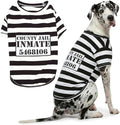Parisian Pet Prisoner Dog Costume - 100% Cotton Striped Dog Clothes for Large Dogs - Lightweight Puppy Outfits - Funny French Bulldog Clothes - Sleeved Shirt for Dogs - Stretchy Pet Costume