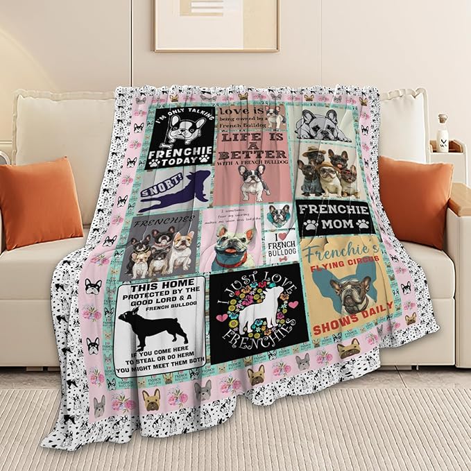 Boston Terrier Throw Blanket French Bulldog Frenchie Puppy Stuff Gifts for Dog Lover Kids Girls Boys Adults Women Men Soft Cozy Warm Plush Fluffy Fuzzy Fleece Blanket Decor 40''X50''