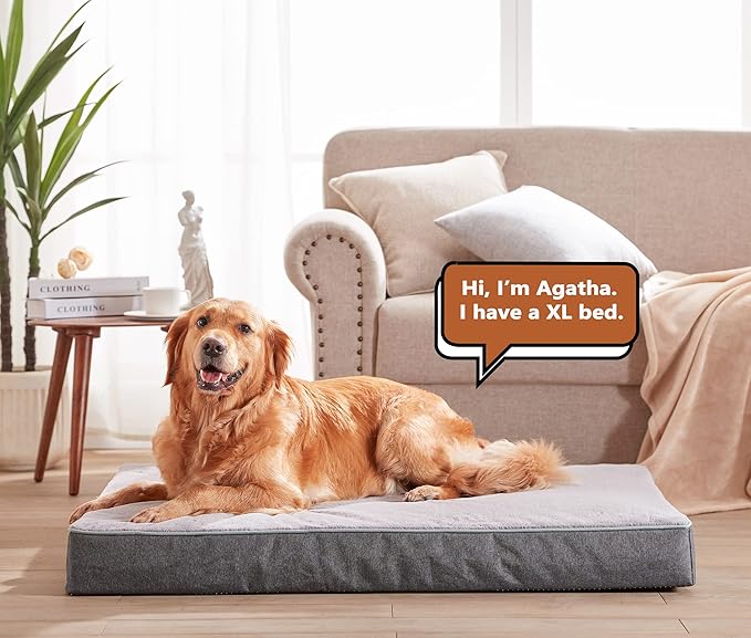 WATANIYA PET Extra Large Dog Bed, Cooling Dog Beds for Large Dogs, Washable Orthopedic Pet Bed for Crate with Joint Relief Memory Foam, Waterproof Liner and Plush Cover (41"x 29")