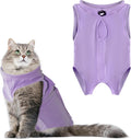 Cat Recovery Suit Anti Licking, Cat Surgery Recovery Suit Female Cats Kitten Onesie After Spay, Cone of Shame Alternative, Post- surgery Kitten Surgical Clothes for Abdominal Wounds,Purple,M