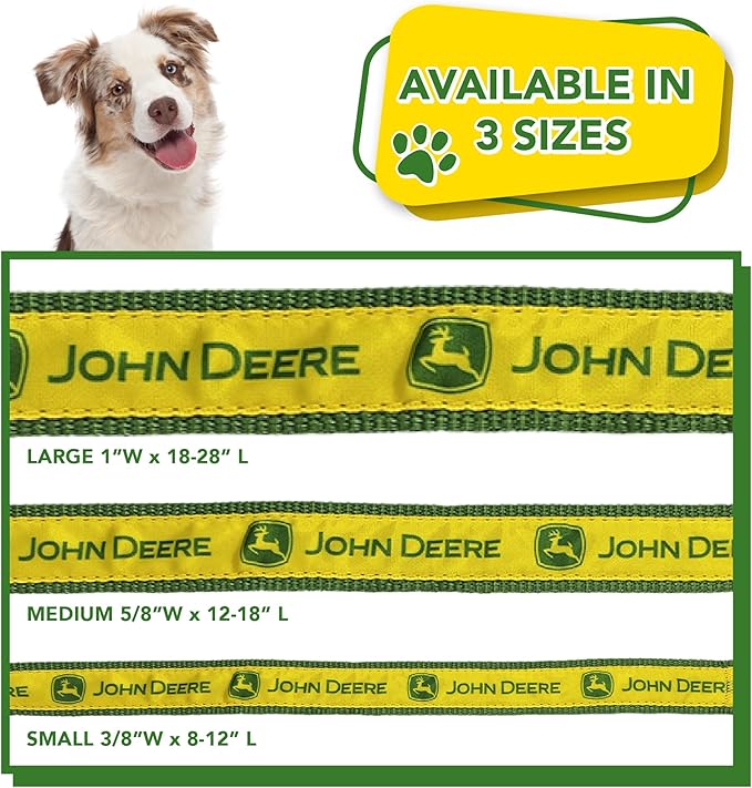 Old Version - Pets First John Deere Pet Collar. Licensed Dog Collar, Large Collar for Dogs & Cats. A Shiny and Colorful Cat Collar & Dog Collar. Contractors & Fans of Tools, Team Color