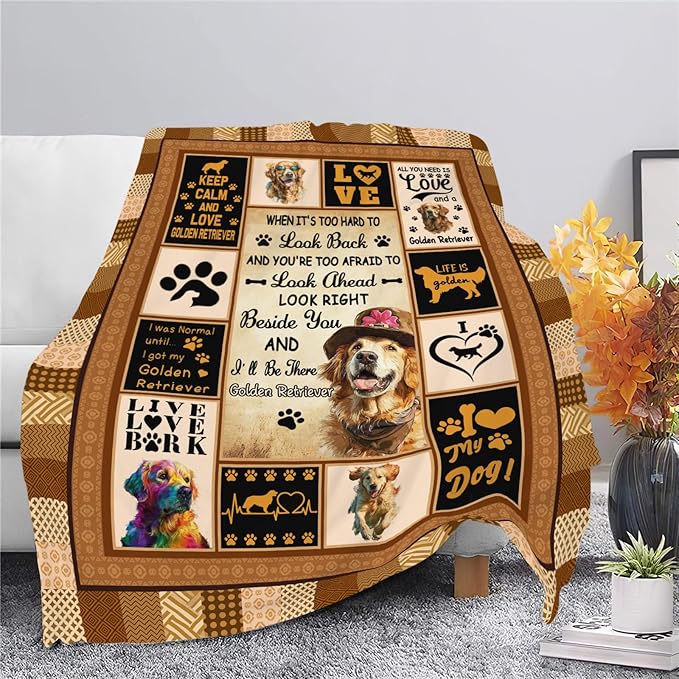 Golden Retriever Throw Blanket Golden Retriever Puppy Stuff Gifts for Dog Lover Kids Girls Boys Adults Women Men Soft Cozy Warm Plush Fluffy Fuzzy Fleece Blanket Decor 60''X80''