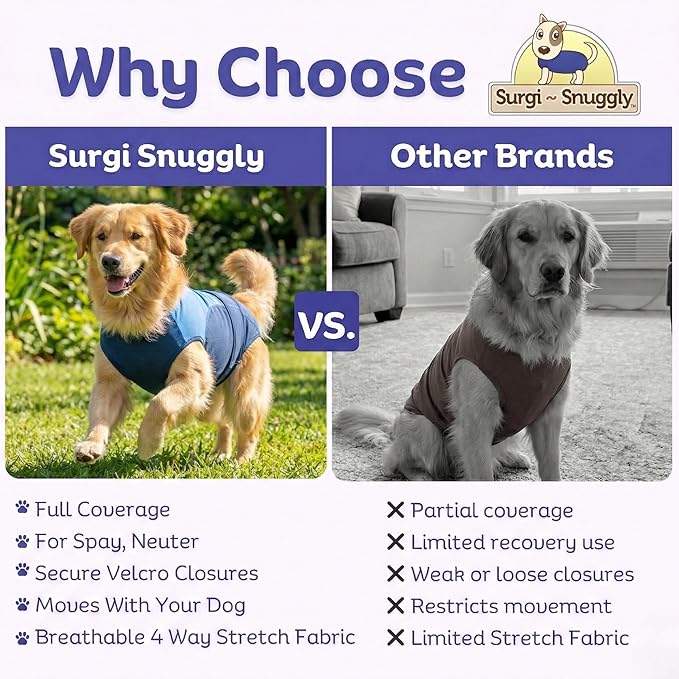 Surgi Snuggly Dog Surgery Recovery Suit - Dog Onesie for Post Surgery Recovery, Female Spay & Male Neuter - Surgical Suit for Dogs, E-Collar Cone Alternative, Double Blue - X-Large - 21" - 24" (EC)