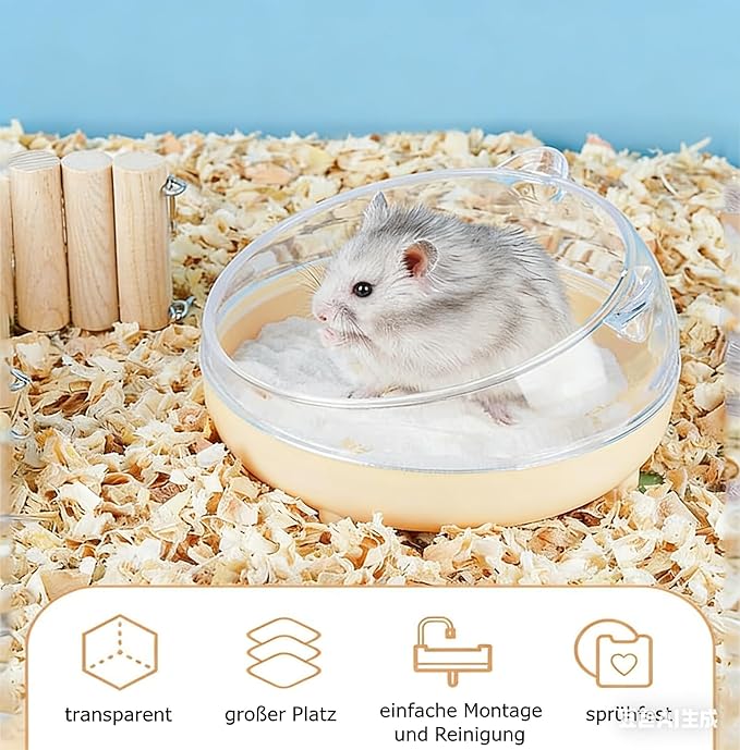 Meow&Woof Hamster Sand Bath Container, Large Sandbox Toilet Gerbil Batheoom, Tiny Chinchilla Dust Bathtub Sand Bath Box for Hamster Cage Accessories 6.5 Inch-Yellow