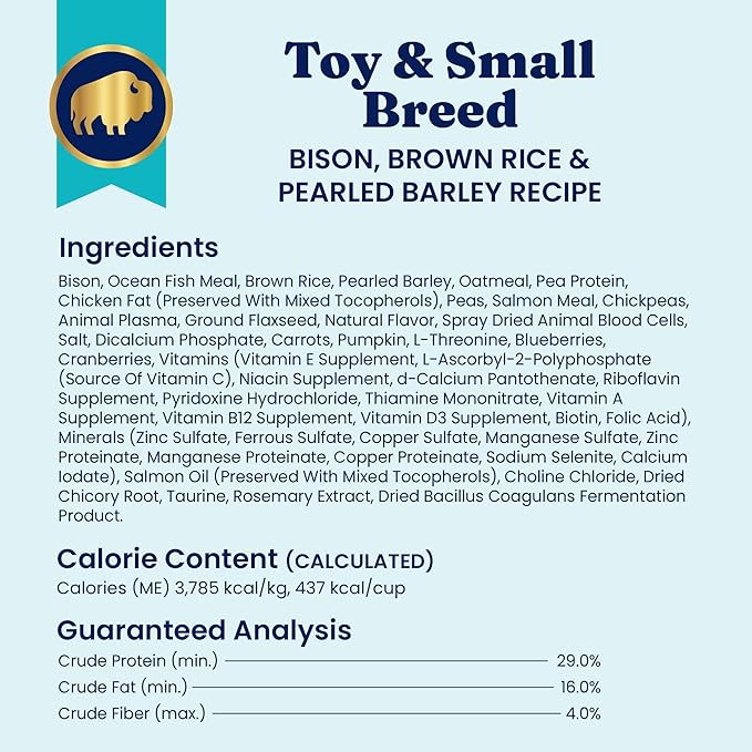 Solid Gold Toy & Small Breed Dog Food Dry Small Bites – Bison & Healthy Whole Grain Dogfood – High Fiber Healthy Dog Kibble w/Probiotics for Gut Health – NutrientBoost™ – 11 lb