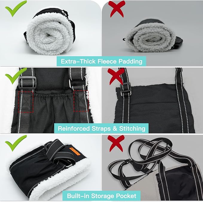 LumoLeaf Dog Lift Harness Sling for Back Legs, Adjustable Rear Leg Support & Mobility Aid, Hip Support for Senior/Disabled Dogs, Soft Fleece Lining, Padded Handles, for CCL/ACL Surgery (Black, Large)