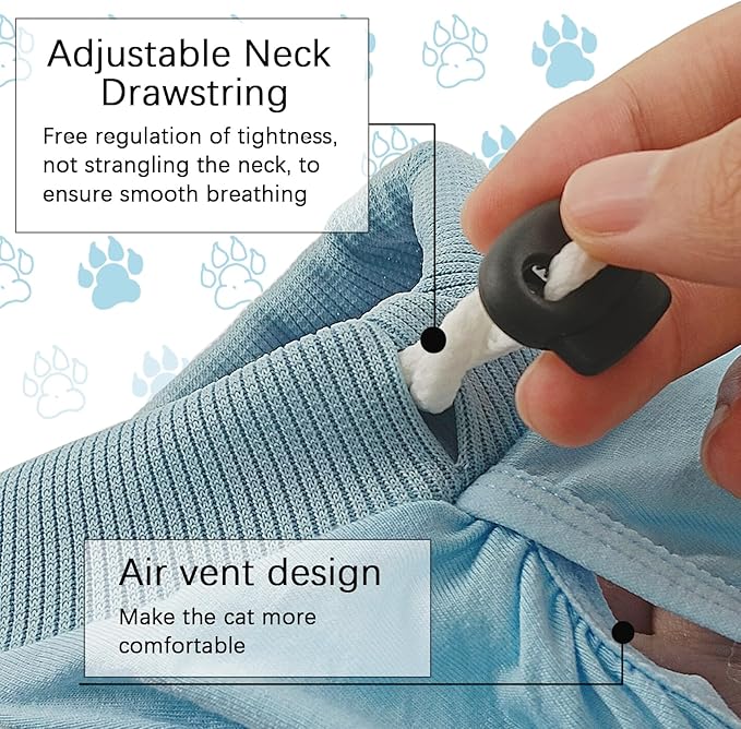 Cat Surgery Recovery Suit - L Size Blue, Soft and Breathable for a Comfortable Recovery, Effortlessly Wearable and Suited for Post-Op Care