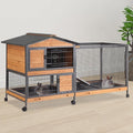 Suumerpety 2-Story Rabbit Cage with Chew-Proof Metal Frame for Indoor/Outdoor - 62" Bunny Hutch Guinea Pig Cages with 6 Locking Wheels & 2 Removable Trays for Rabbits/Guinea Pigs
