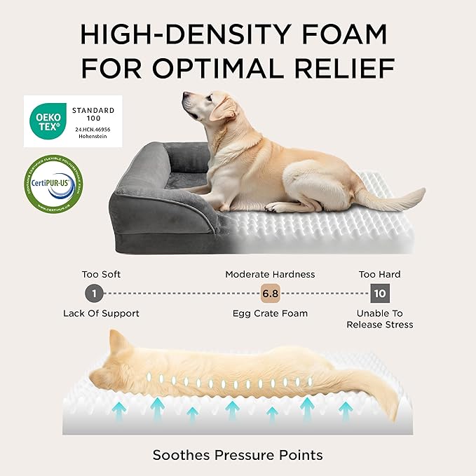 Bedsure XXL Orthopedic Dog Bed for Extra Large Dogs - Washable Giant Dog Cat Bed Waterproof, Comfort Dogs Couch Sofa with Washable Removable Cover, Pet Bed with Nonskid Bottom, Dark Grey, 52"