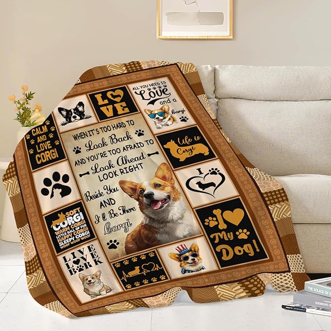 Corgi Throw Blanket Corgi Puppy Stuff Gifts for Dog Lover Kids Girls Boys Adults Women Men Soft Cozy Warm Plush Fluffy Fuzzy Fleece Blanket Decor 50''X60''