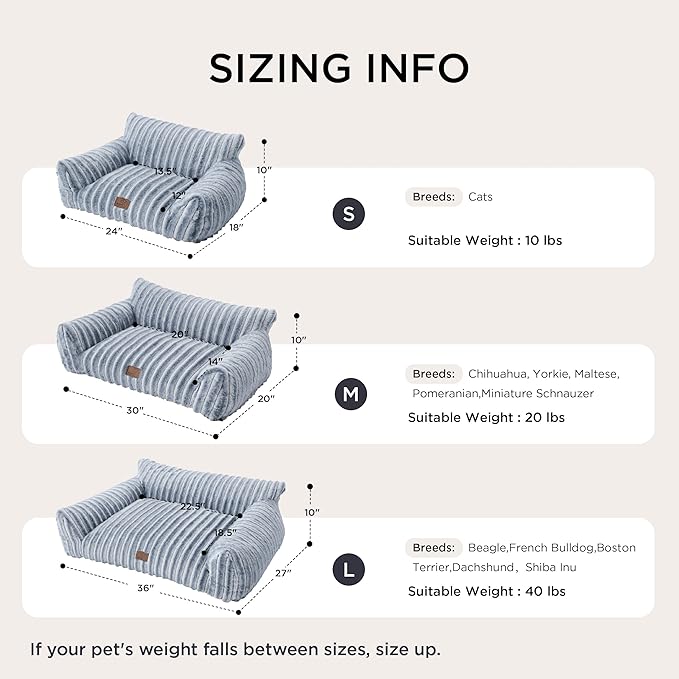 Bedsure ComfyFleece Cute Cat Couch for Pets - Fluffy Cat beds with Premium Soft Corduroy Fleece, Fuzzy Cats beds for Indoor Cats with Washable Cover, Supportive Pet Sofa, 24inch, Vintage Indigo