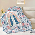 Virgin Mary Throw Blanket Christian Religious Scripture Catholic Spiritual Stuff Gifts for Adults Women Soft Cozy Warm Plush Fluffy Fuzzy Fleece Blanket Decor 50''X60''