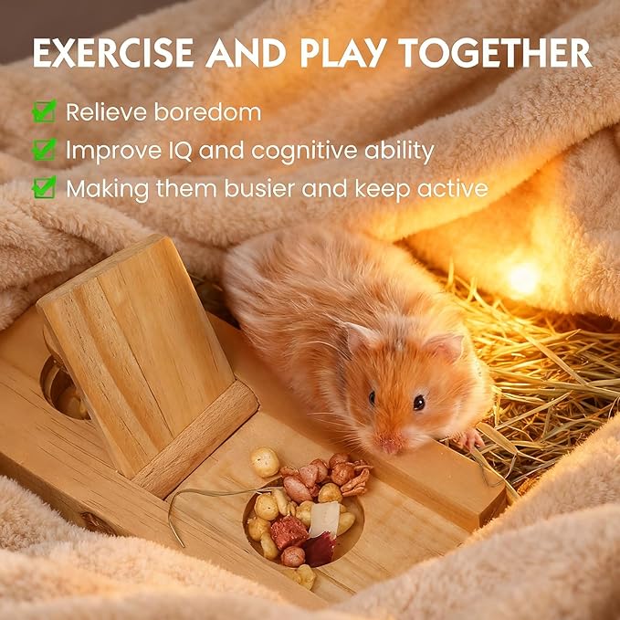 2 Pack Guinea Pig Foraging Toys, Guinea Pig Enrichment Toys Wooden Interactive Bunny Puzzle Toys, Small Animals Hide Treats Dispenser for Hamster, Rabbits, Bunny, Chinchillas