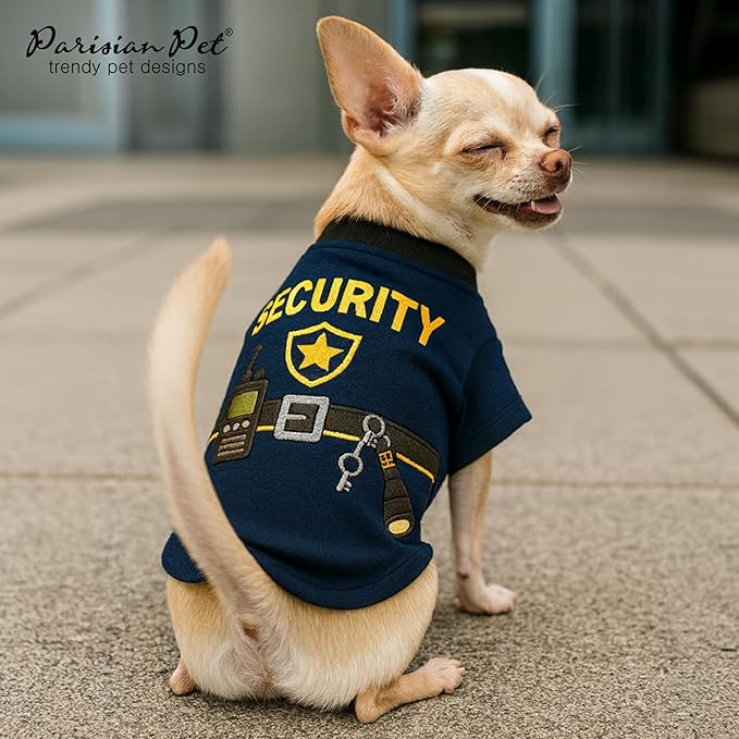Parisian Pet Dog Security Woofficer Shirt - Embroidered Pet Vest - 100% Cotton & Polyester Doggy Shirt - Lightweight Pet Clothes - Sleeved Puppy Costume - Funny Shirts for Large Dogs - 5XL