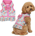 Parisian Pet Floral Dog Harness Dress - Breathable No Pull Puppy Dress with Pink Bow and Leash Ring - 100% Mesh Fabric Harnesses for Dogs - Soft Padded Step in Pet Vest - Dog Harness for Large Dogs