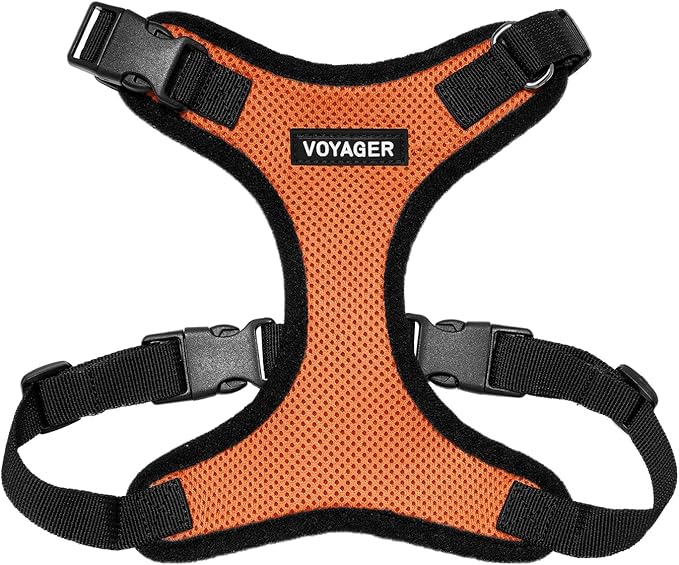 Voyager Step-in Pet Harness - All Weather Mesh, Adjustable Step in Harness for Cats and Dogs by Best Pet Supplies - Orange/Black Trim, S