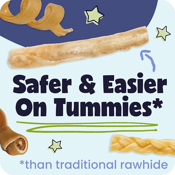 Pawstruck Natural 5-7” Beef Collagen Braids for Dogs - Healthy Long Lasting Alternative to Traditional Rawhide & Bully Sticks Chew Treats w/Chondroitin & Glucosamine - 5 Count - Packaging May Vary